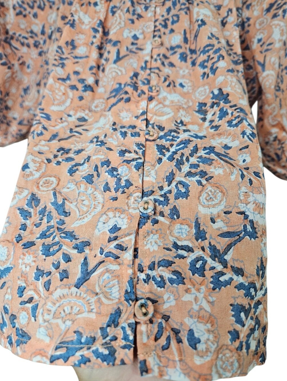 Cleobella Mariana Puff Short Sleeve Blouse Top Floral Print Ruffled Pink XS - Picture 9 of 16